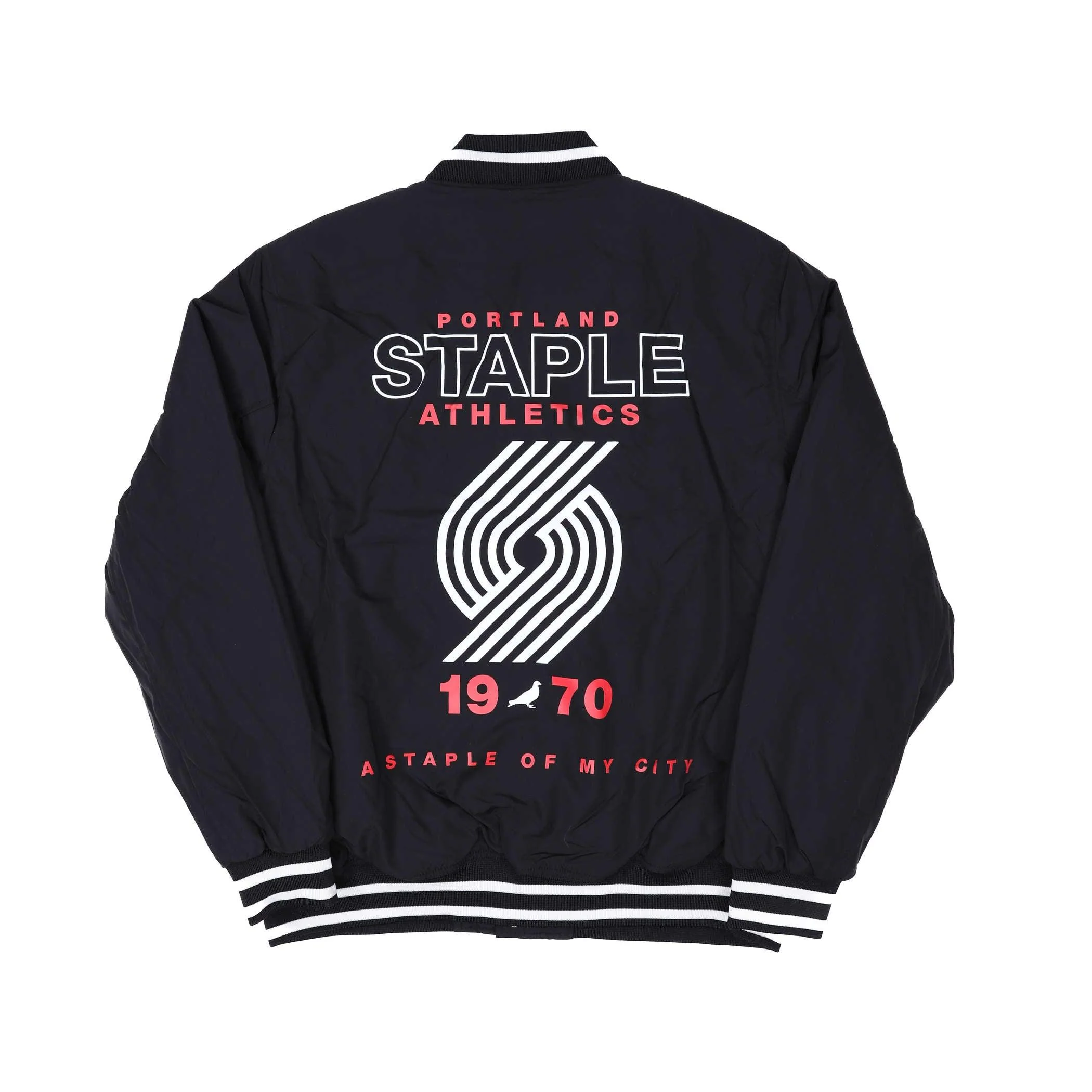 Staple x Trail Blazers Black Snap Up Varsity Jacket - Image 3