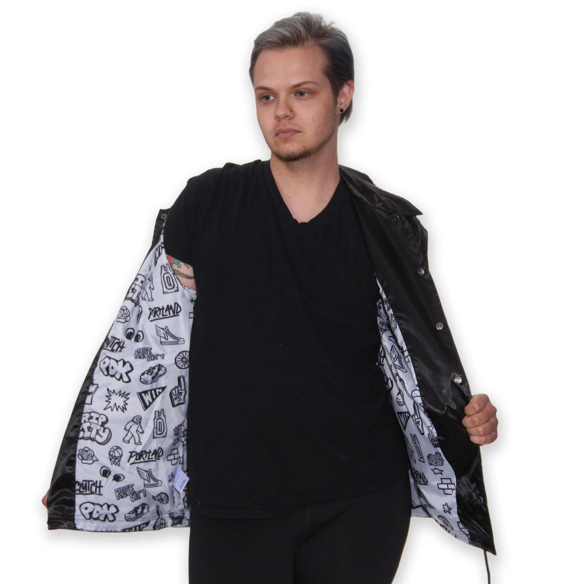 Mitchell & Ness Doodle Coaches Black Satin Jacket - Image 8