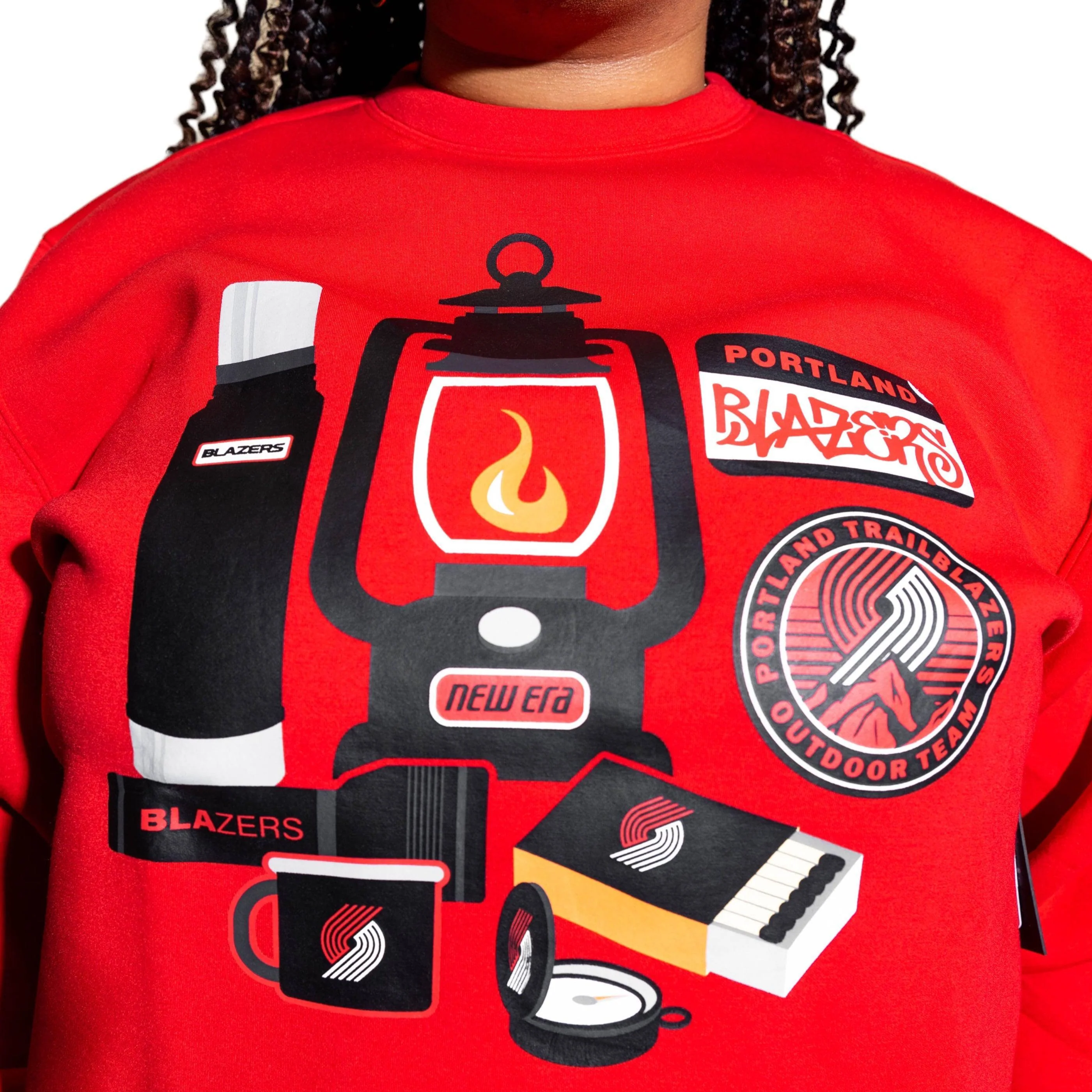 New Era Camping Essentials Red Crewneck Sweatshirt - Image 4