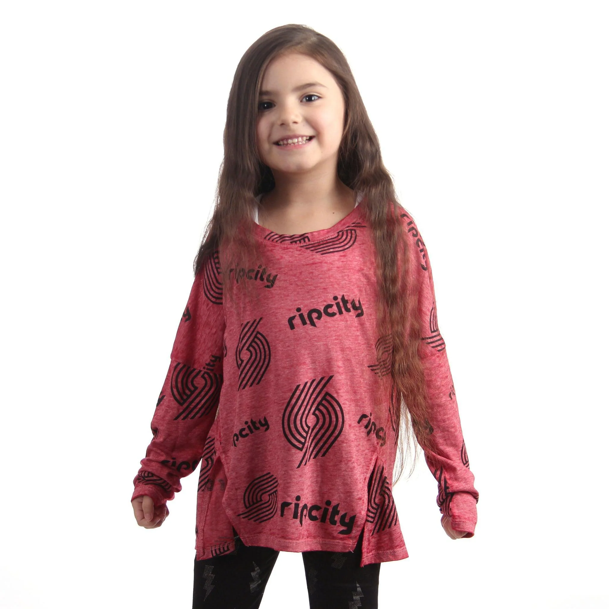 Back In Action Girls Youth Maroon Burn Out Tee - Image 5