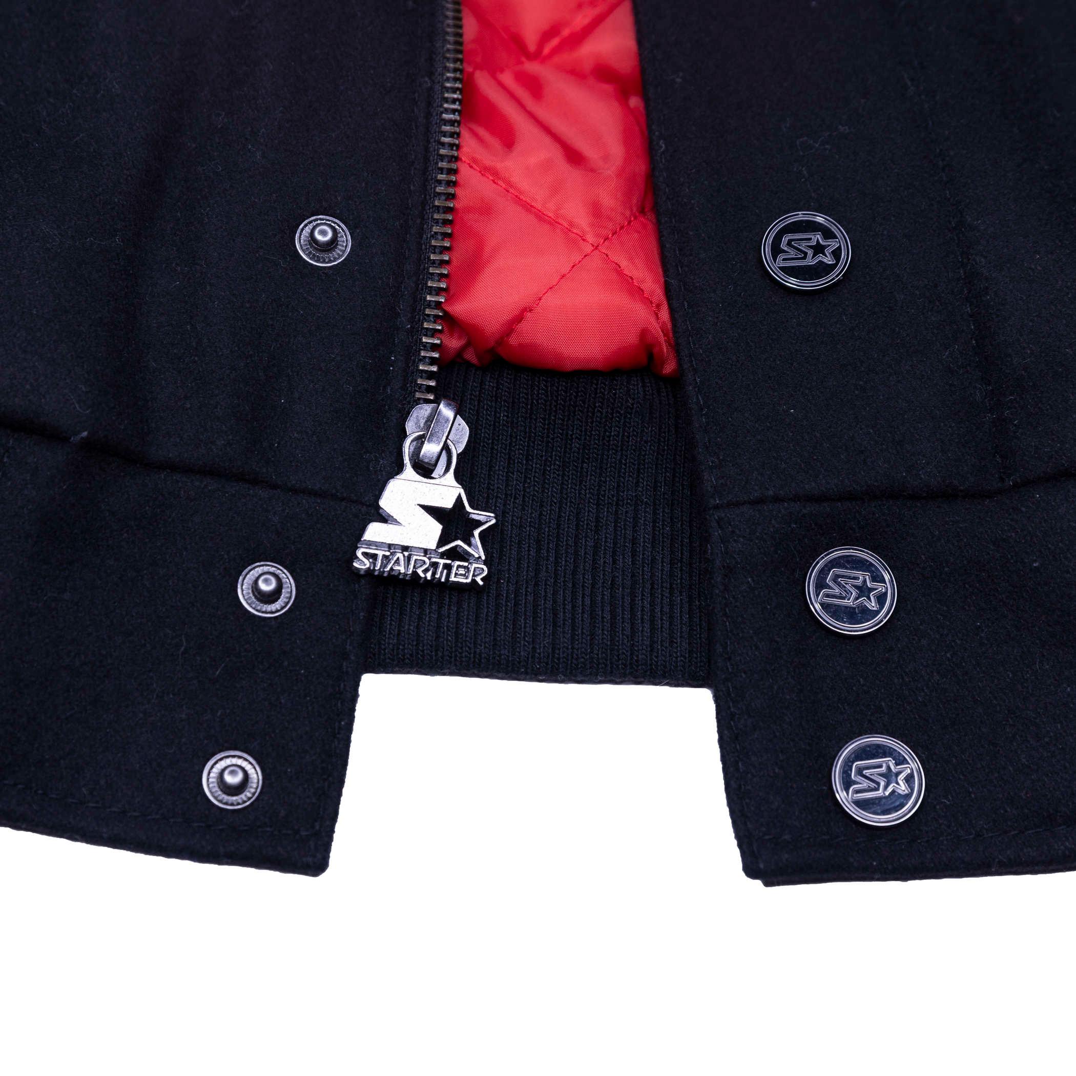 Starter Prospect Retro Varsity Jacket Black Wool Blend With White Leather Sleeves - Image 10