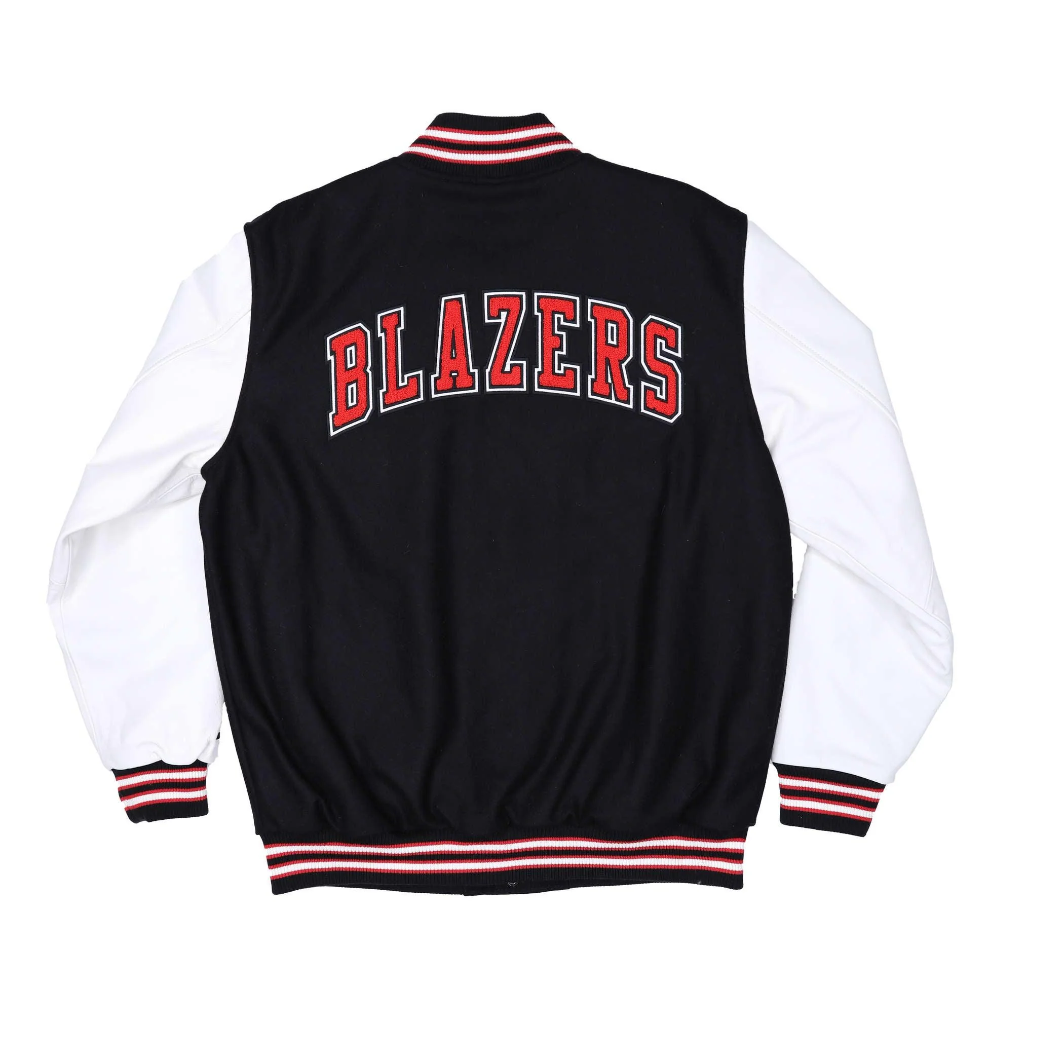 Starter Prospect Retro Varsity Jacket Black Wool Blend With White Leather Sleeves - Image 3