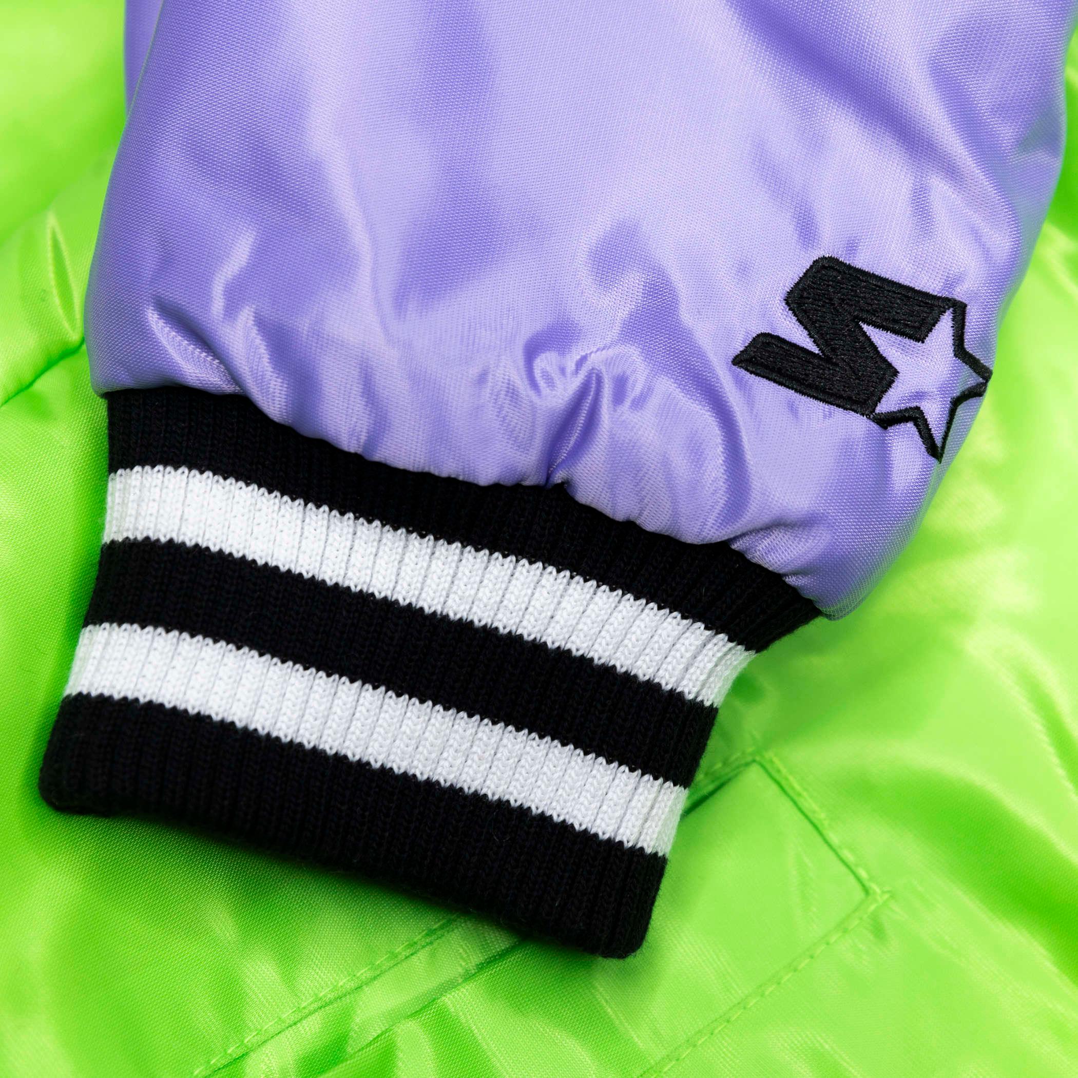 Starter ripcity Cross Bronx Neon Green & Purple Retro Satin Jacket - Image 4