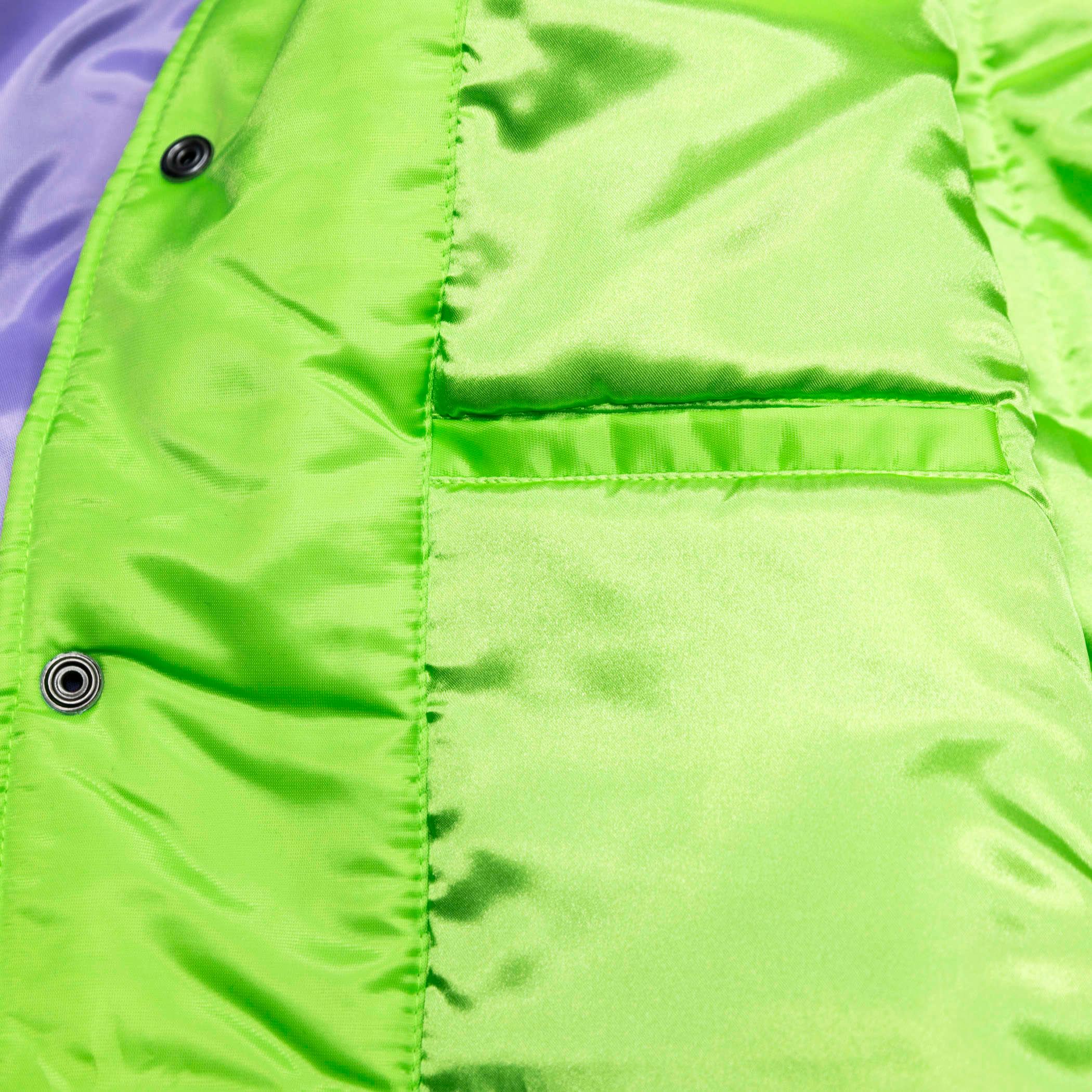 Starter ripcity Cross Bronx Neon Green & Purple Retro Satin Jacket - Image 6