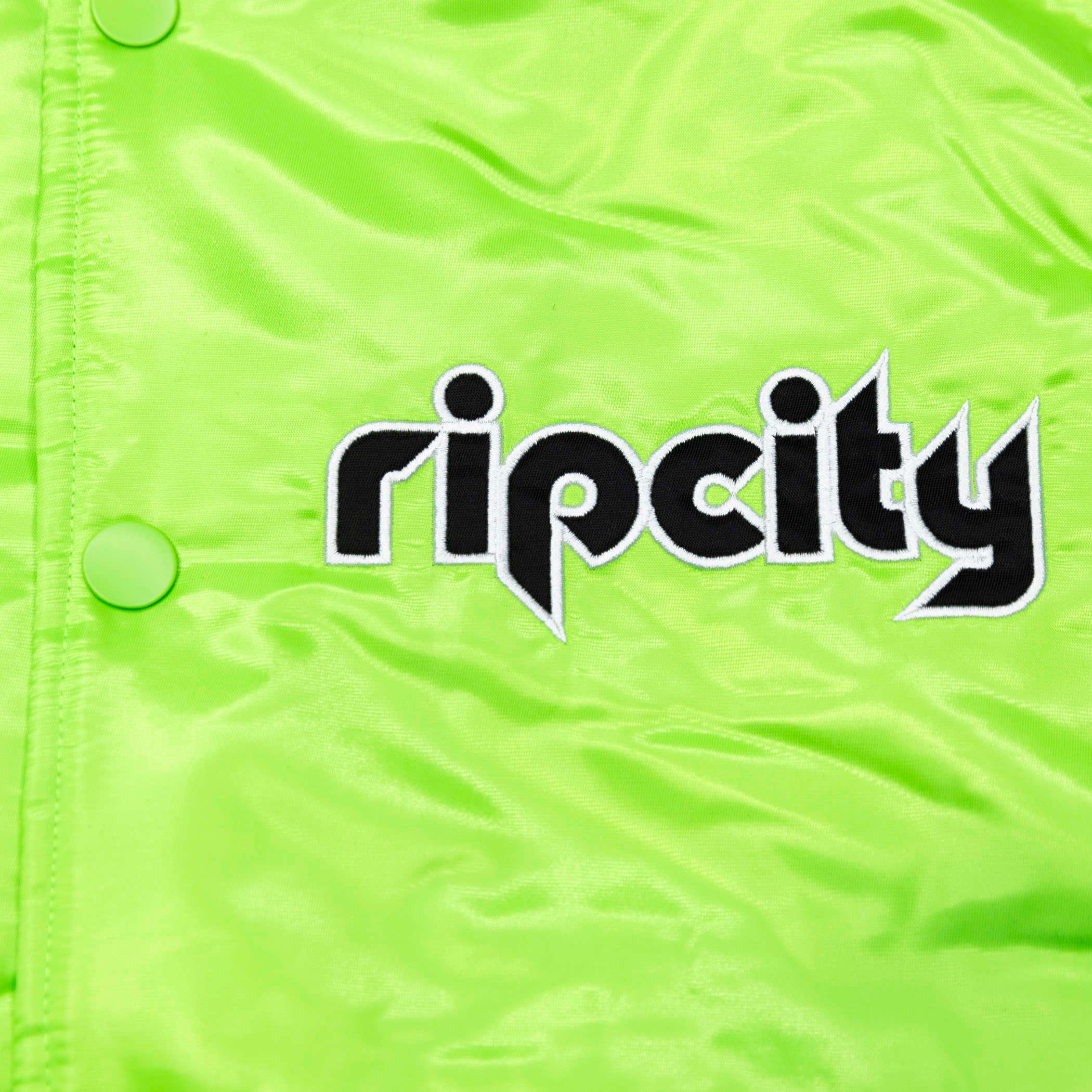 Starter ripcity Cross Bronx Neon Green & Purple Retro Satin Jacket - Image 7