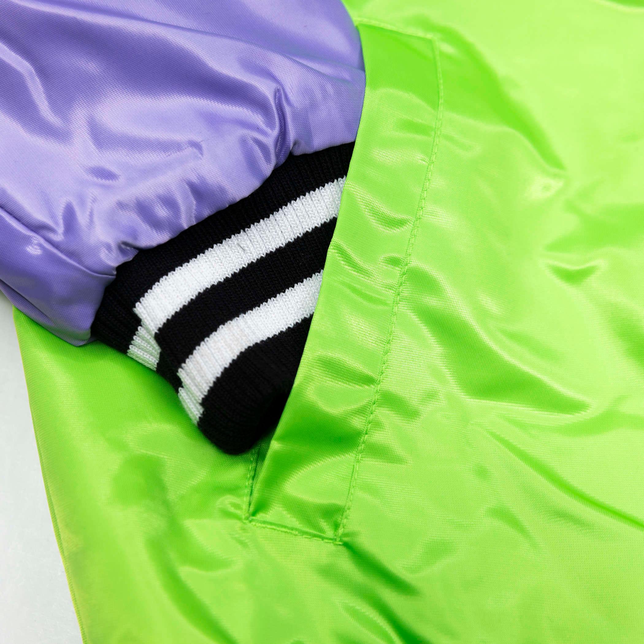 Starter ripcity Cross Bronx Neon Green & Purple Retro Satin Jacket - Image 8