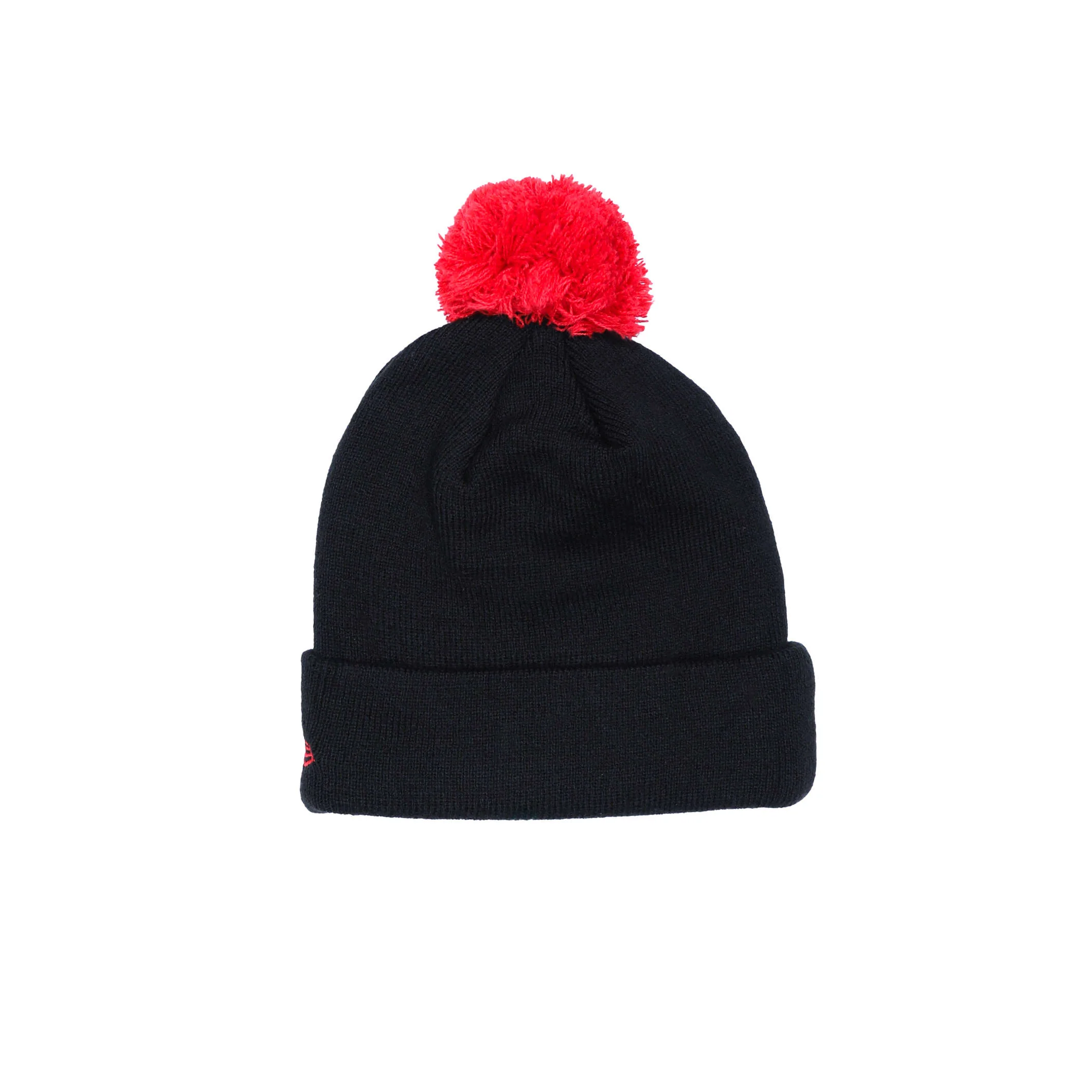 New Era Team Color Unisex Black Knit Beanie with Red Pom - Image 2
