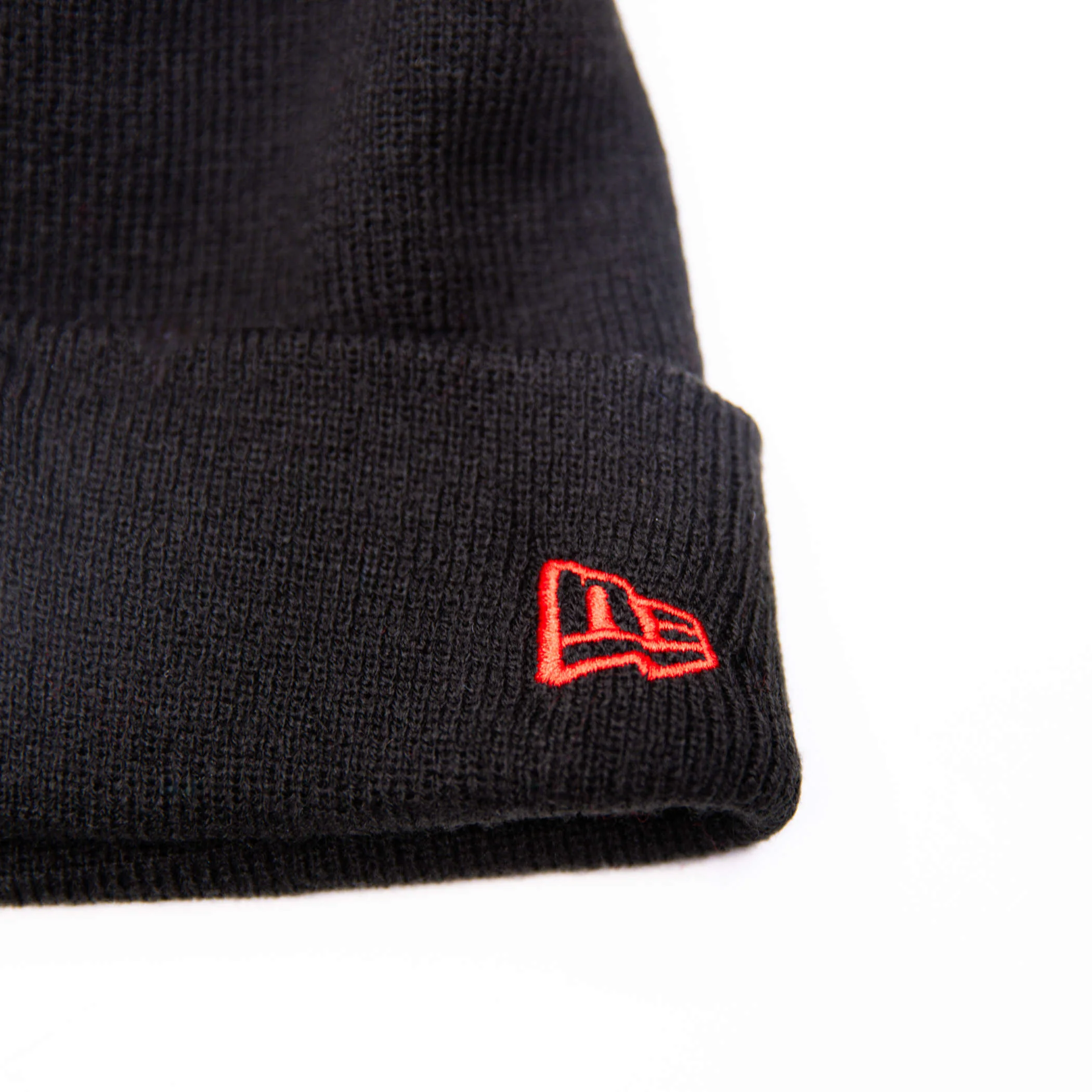 New Era Team Color Unisex Black Knit Beanie with Red Pom - Image 3