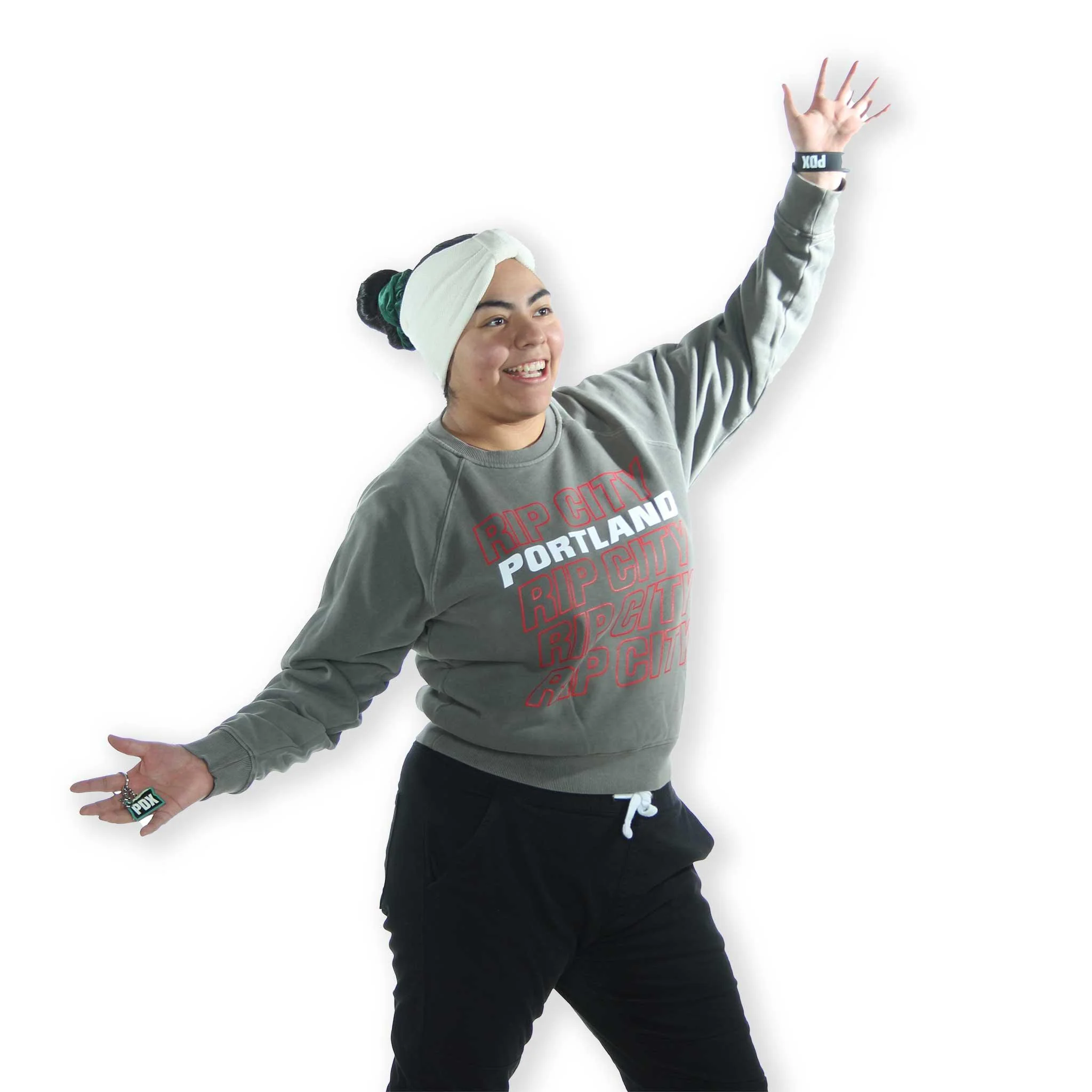 Sportiqe Women's Rip City Cotton Ashlyn Gray Crewneck - Image 3