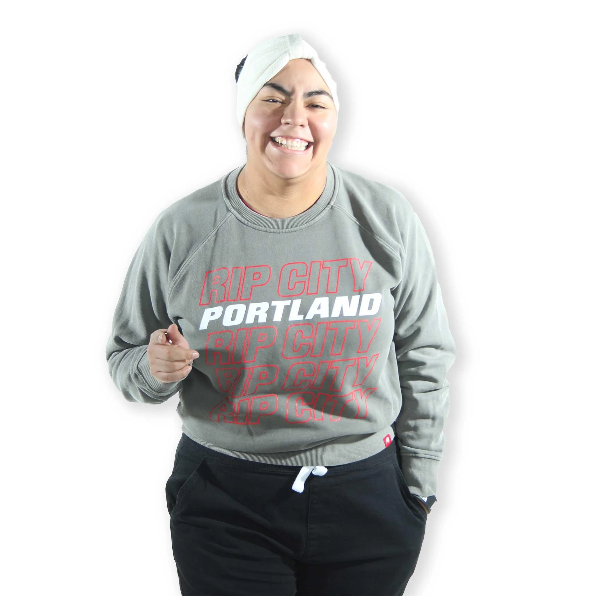 Sportiqe Women's Rip City Cotton Ashlyn Gray Crewneck - Image 4