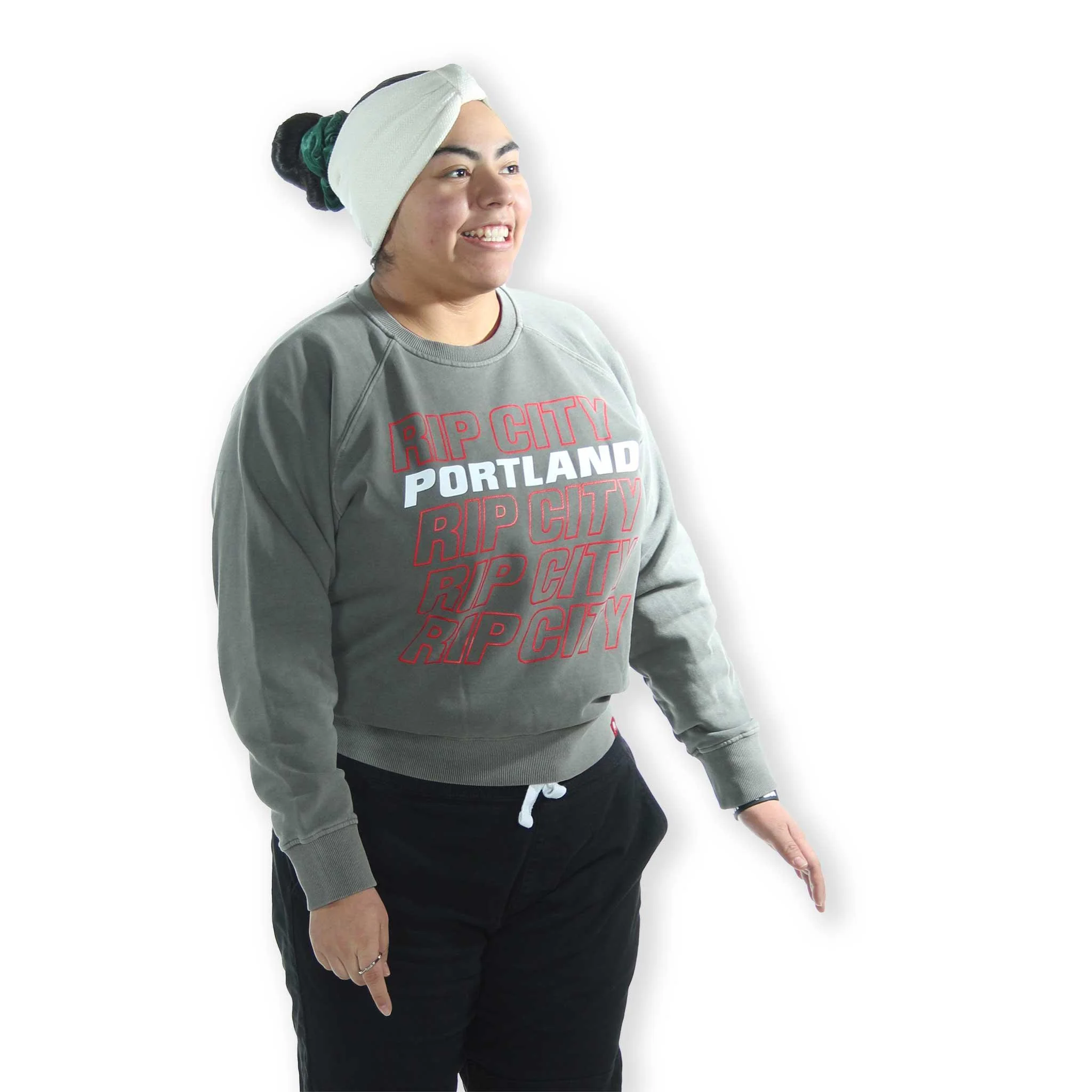 Sportiqe Women's Rip City Cotton Ashlyn Gray Crewneck - Image 5