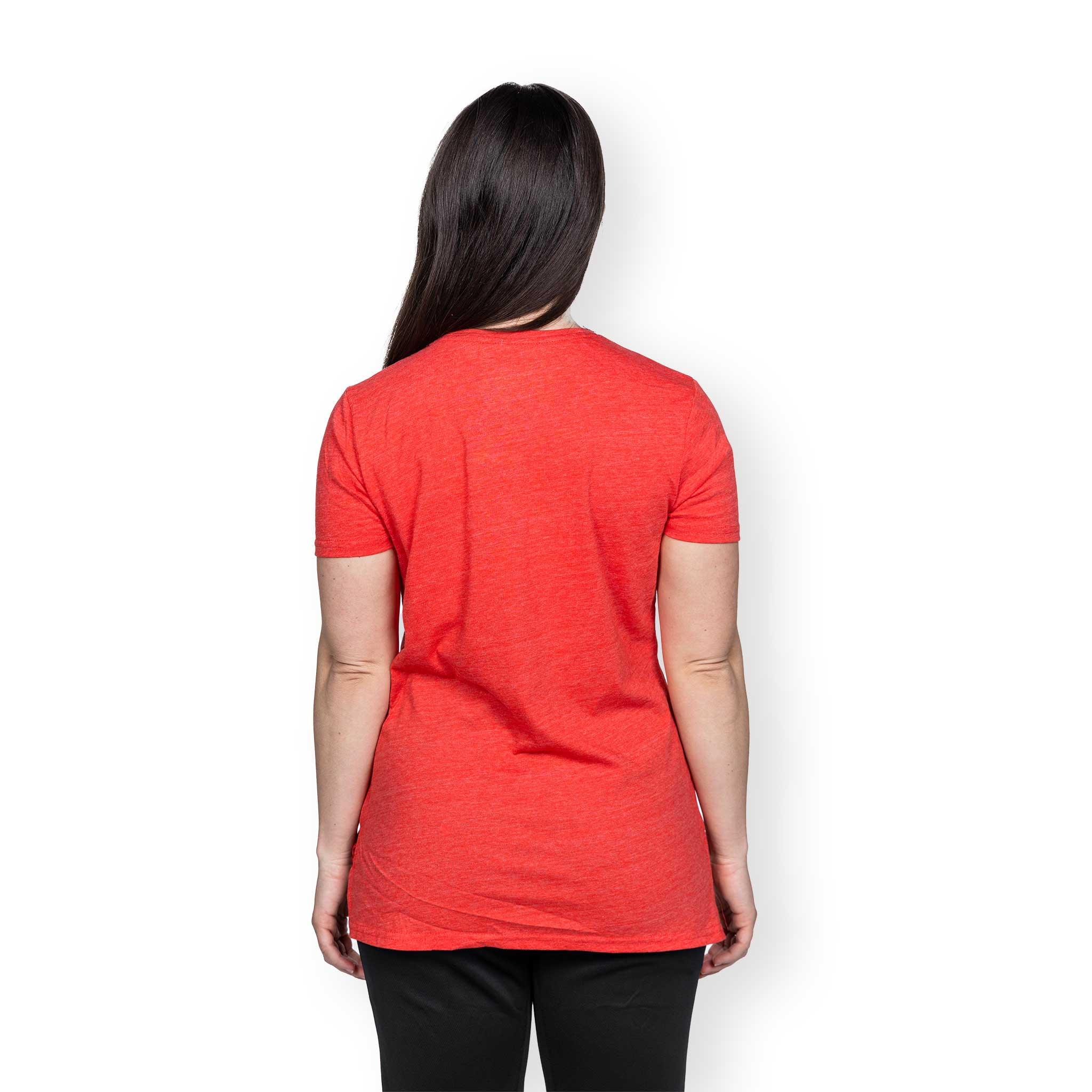 Women's Rounded Collar Buy Back Red T-shirt - Image 5