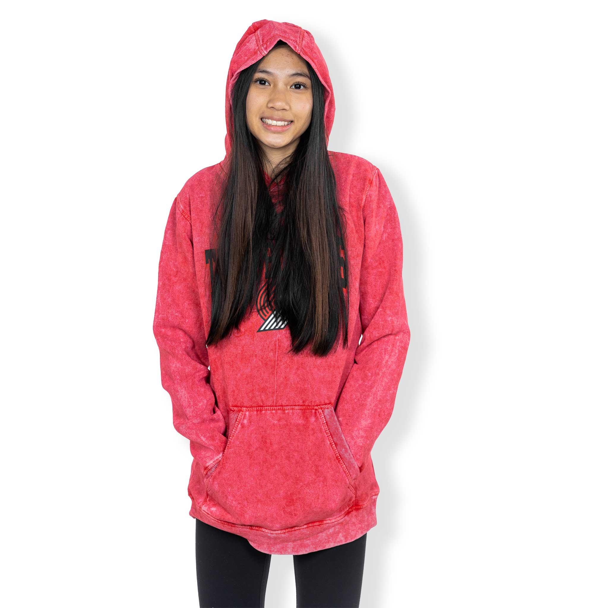 Youth Mineral Wash Back-to-Back Red Hoodie - Image 7