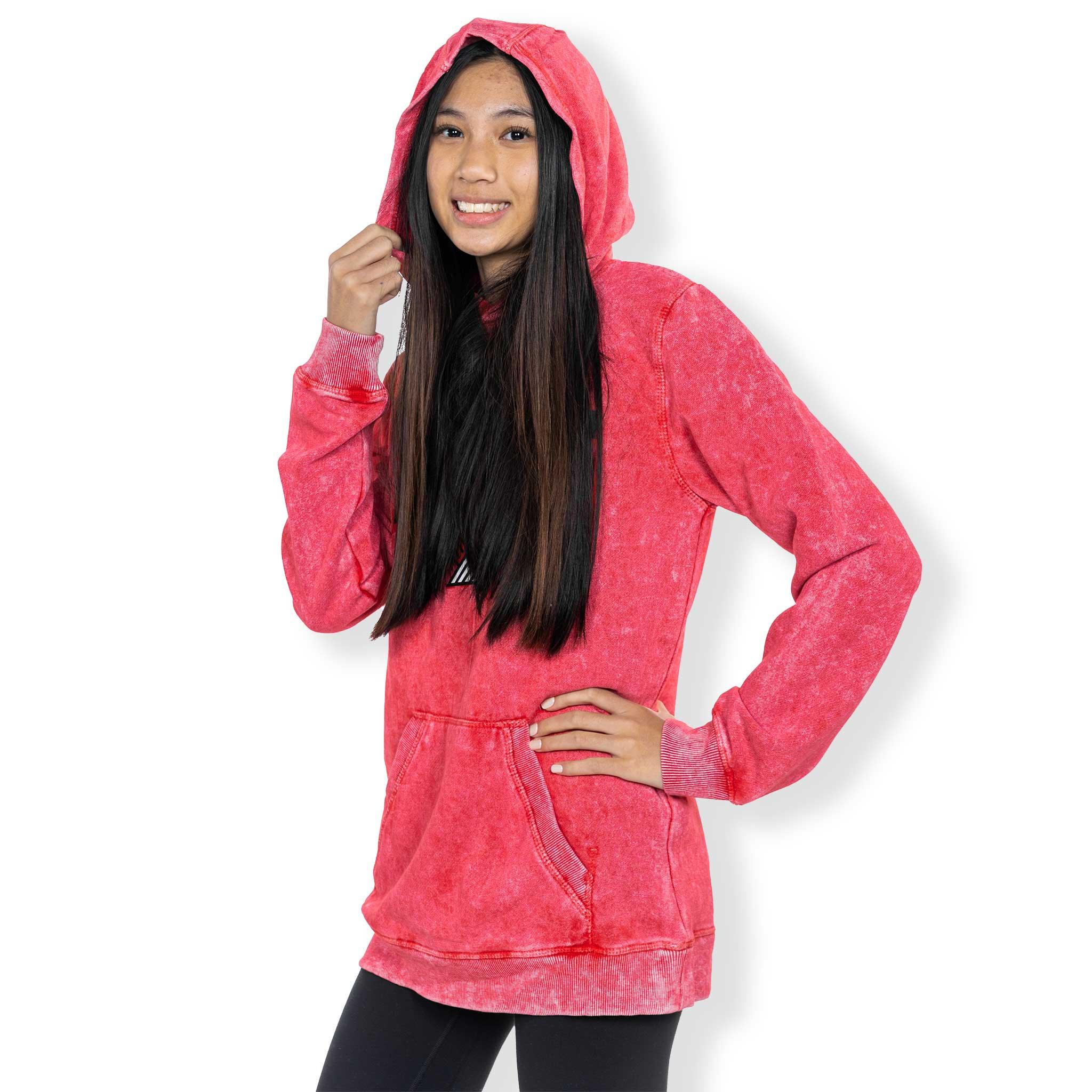 Youth Mineral Wash Back-to-Back Red Hoodie - Image 8