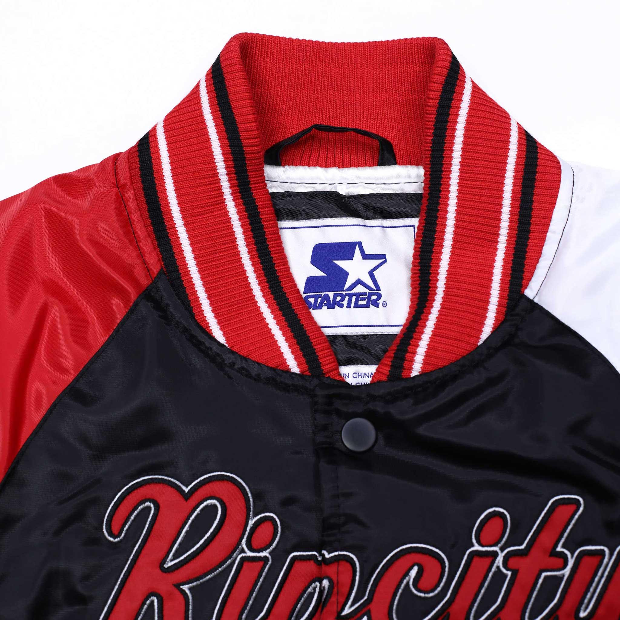 Starter Ripcity Youth Color Block Black, Red & White Varsity Jacket - Image 12