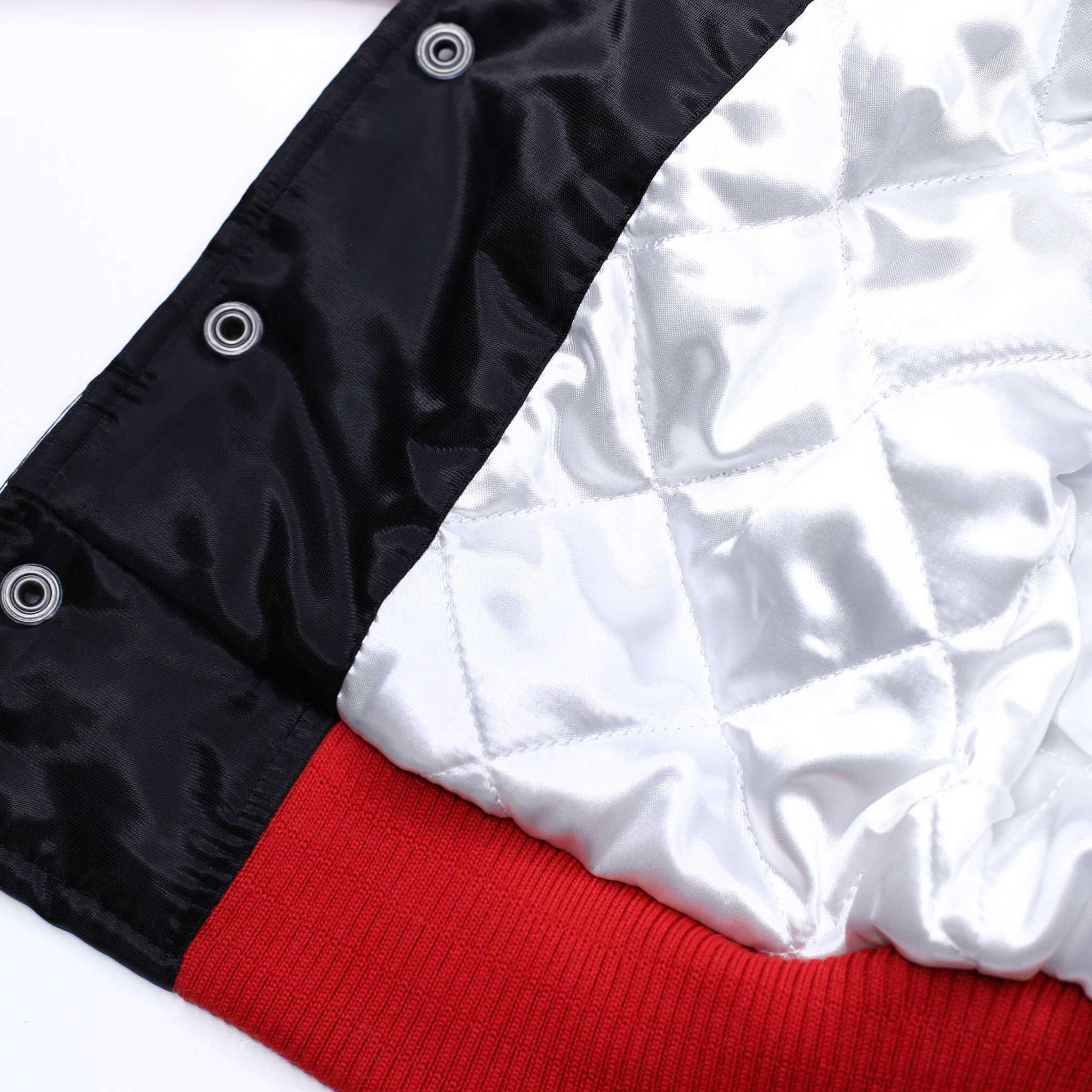 Starter Ripcity Youth Color Block Black, Red & White Varsity Jacket - Image 13
