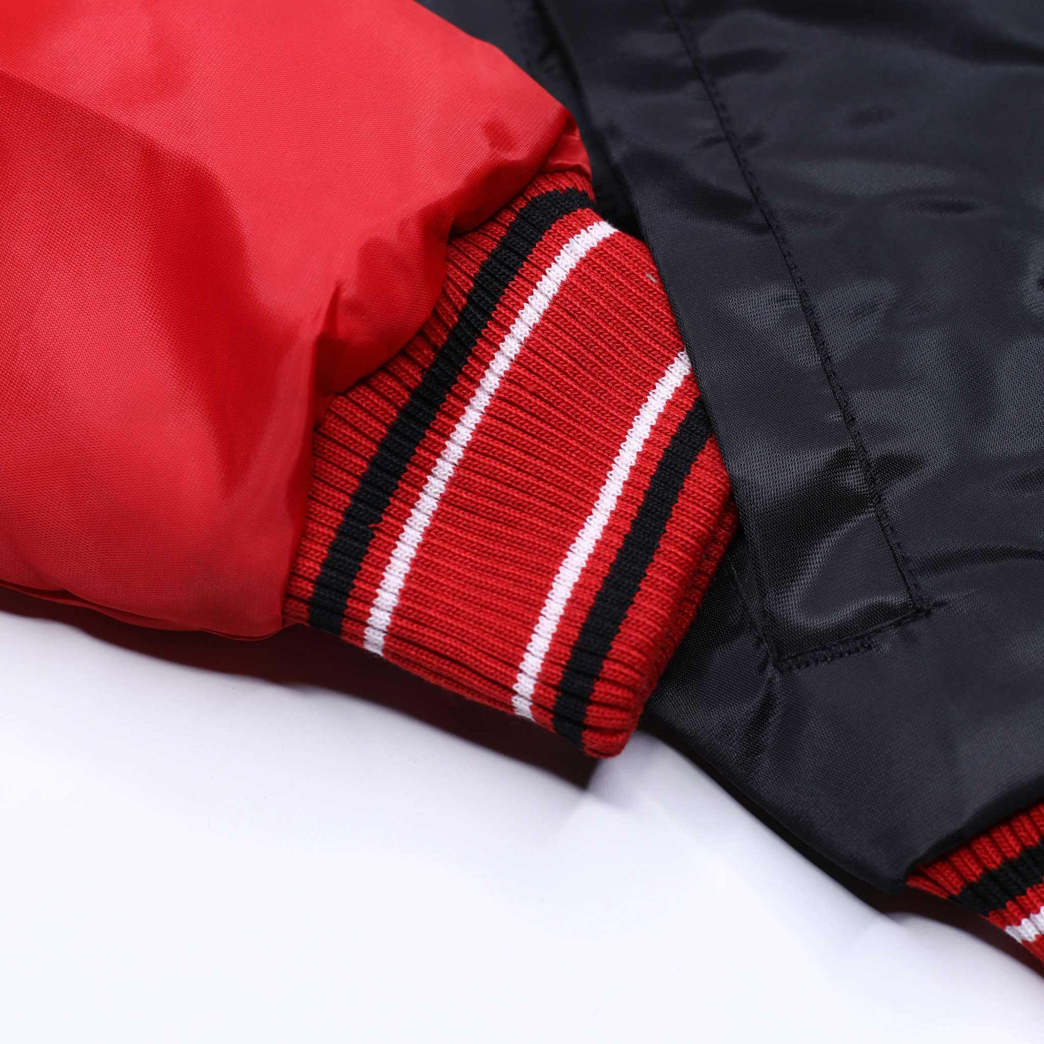 Starter Ripcity Youth Color Block Black, Red & White Varsity Jacket - Image 8