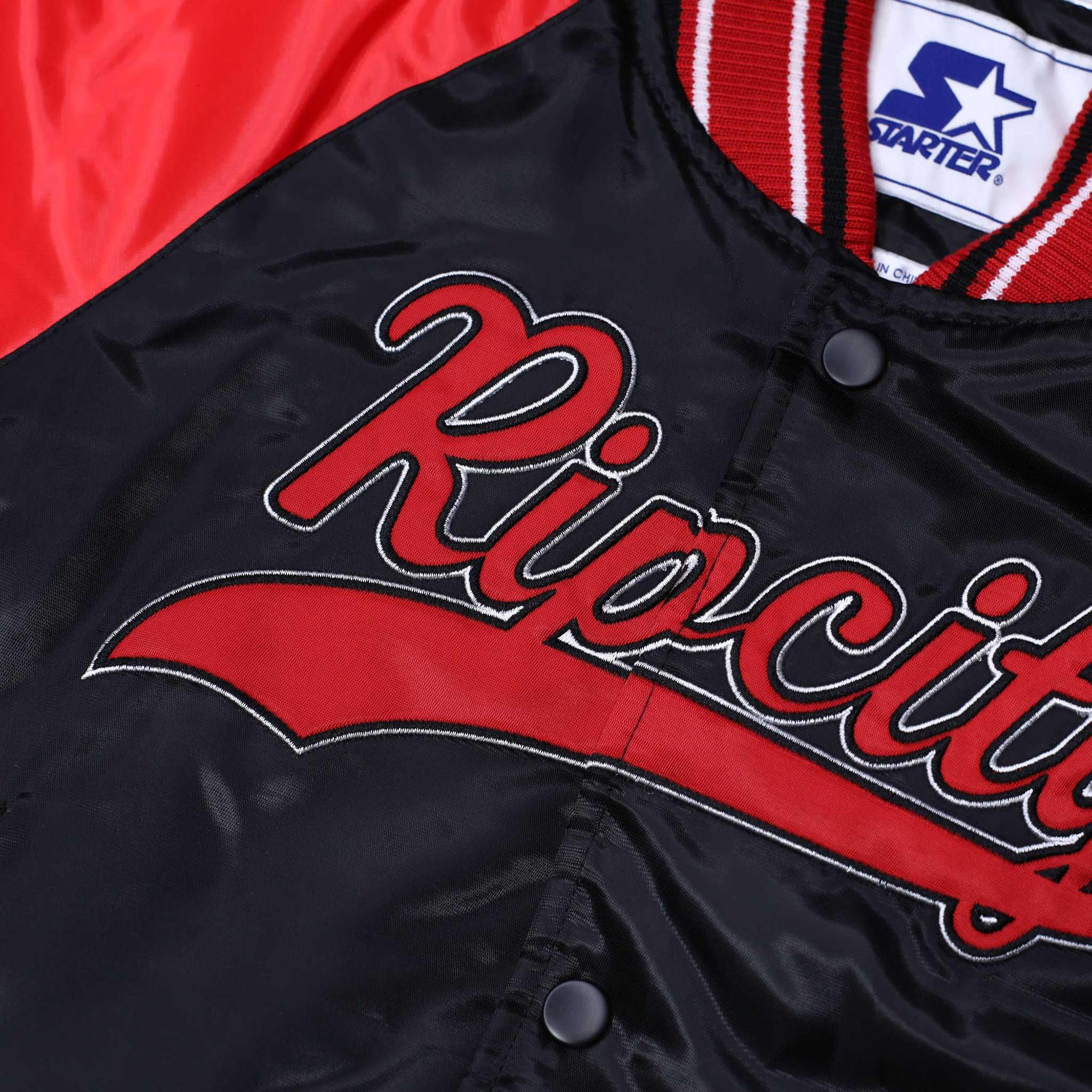 Starter Ripcity Youth Color Block Black, Red & White Varsity Jacket - Image 9